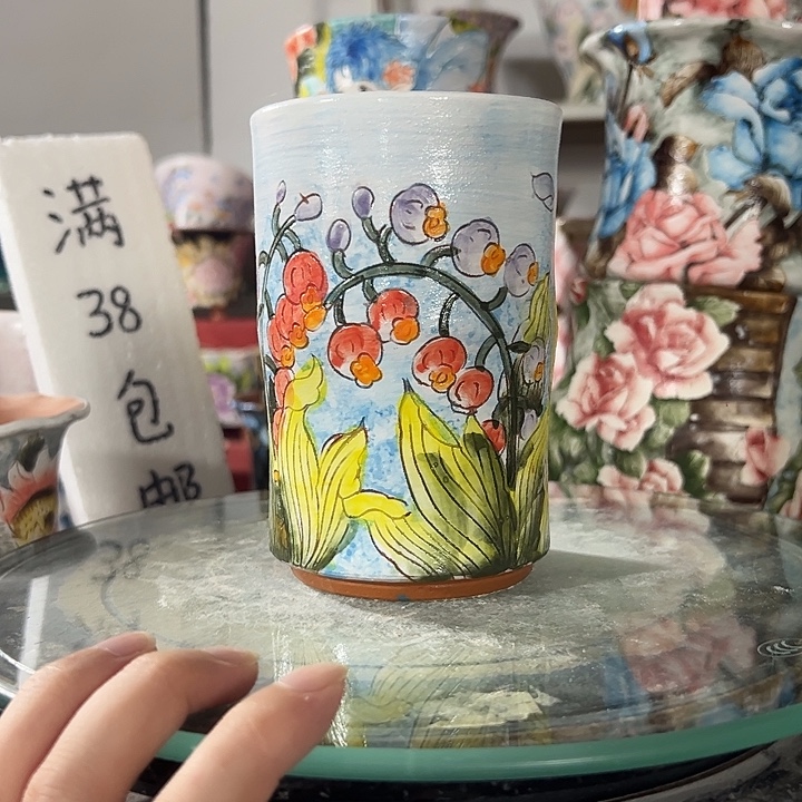 景德镇手绘花盆满38包邮偏远地区除外