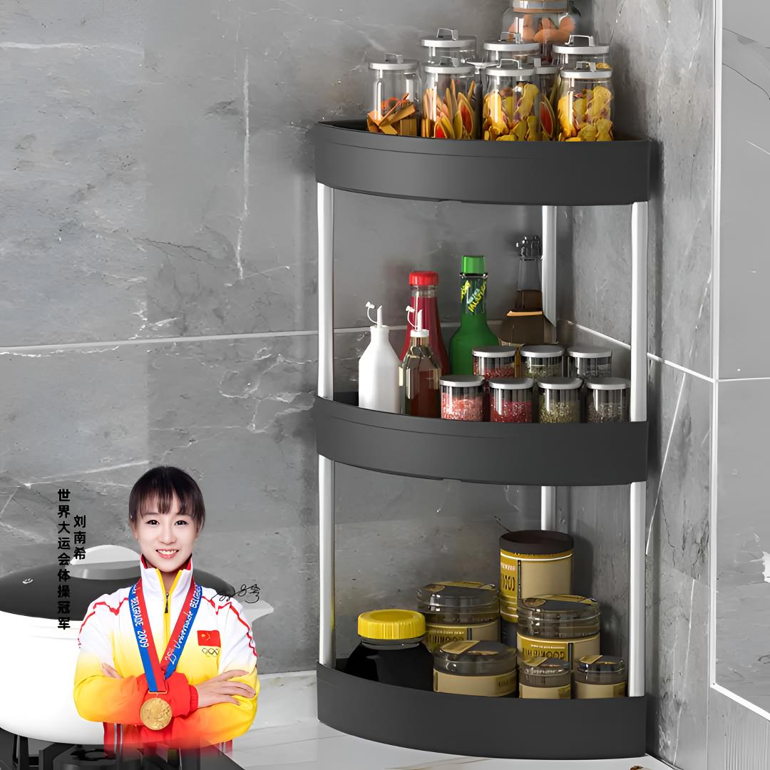 厨房墙角置物架台面转角三角架子调料品多层调味料收纳架免打孔
