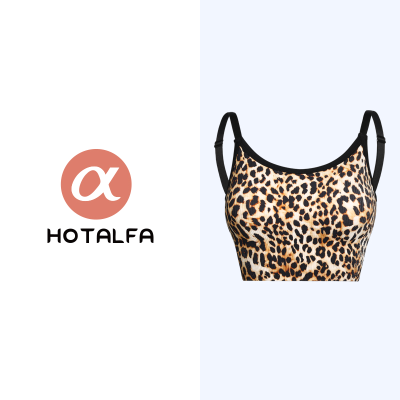 【豹纹】新款印花背心健身瑜伽服女运动防震文胸美背带胸垫