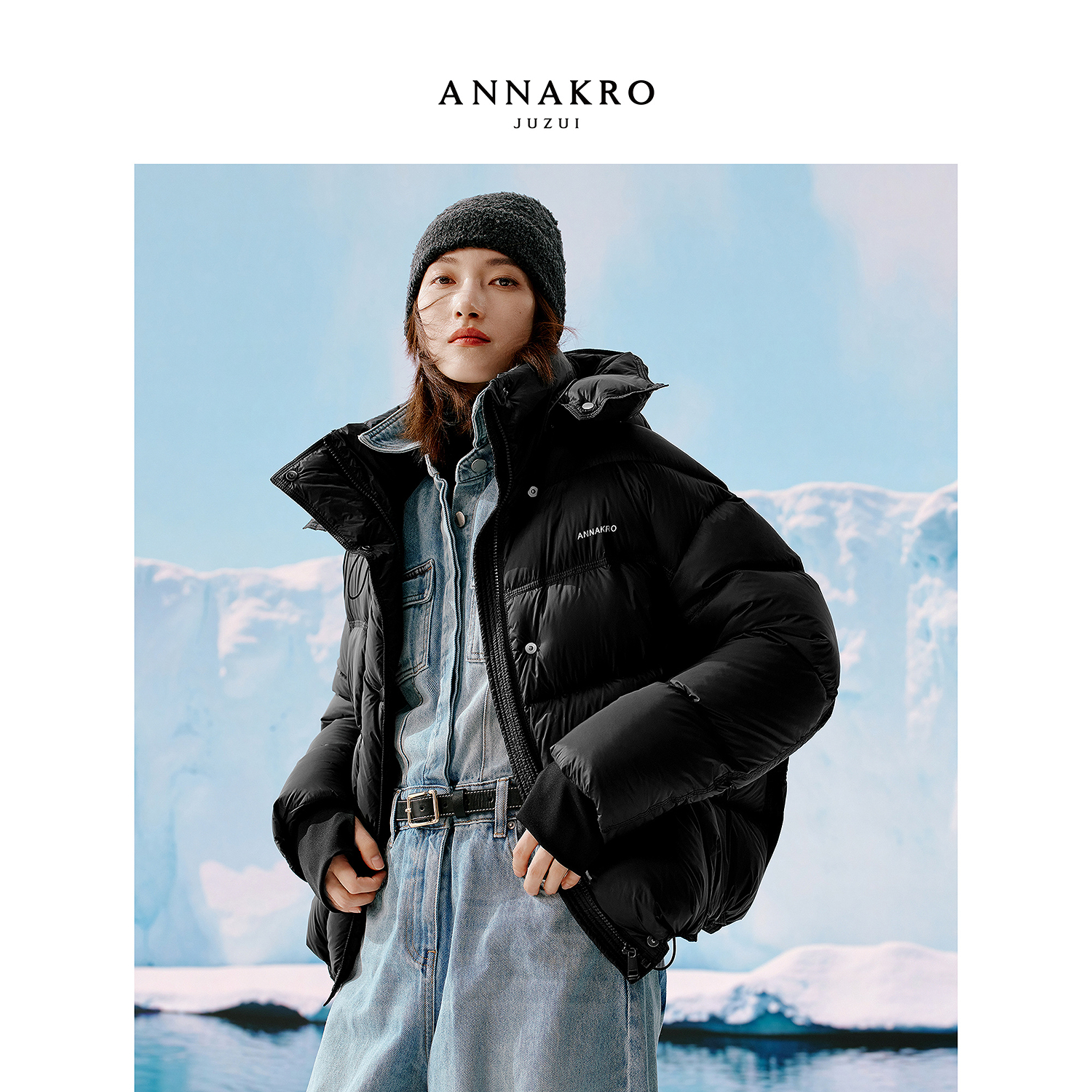 【丽公主专属】玖姿·安娜蔻KWFD03336轻户外泡芙鹅绒羽绒服女2025冬