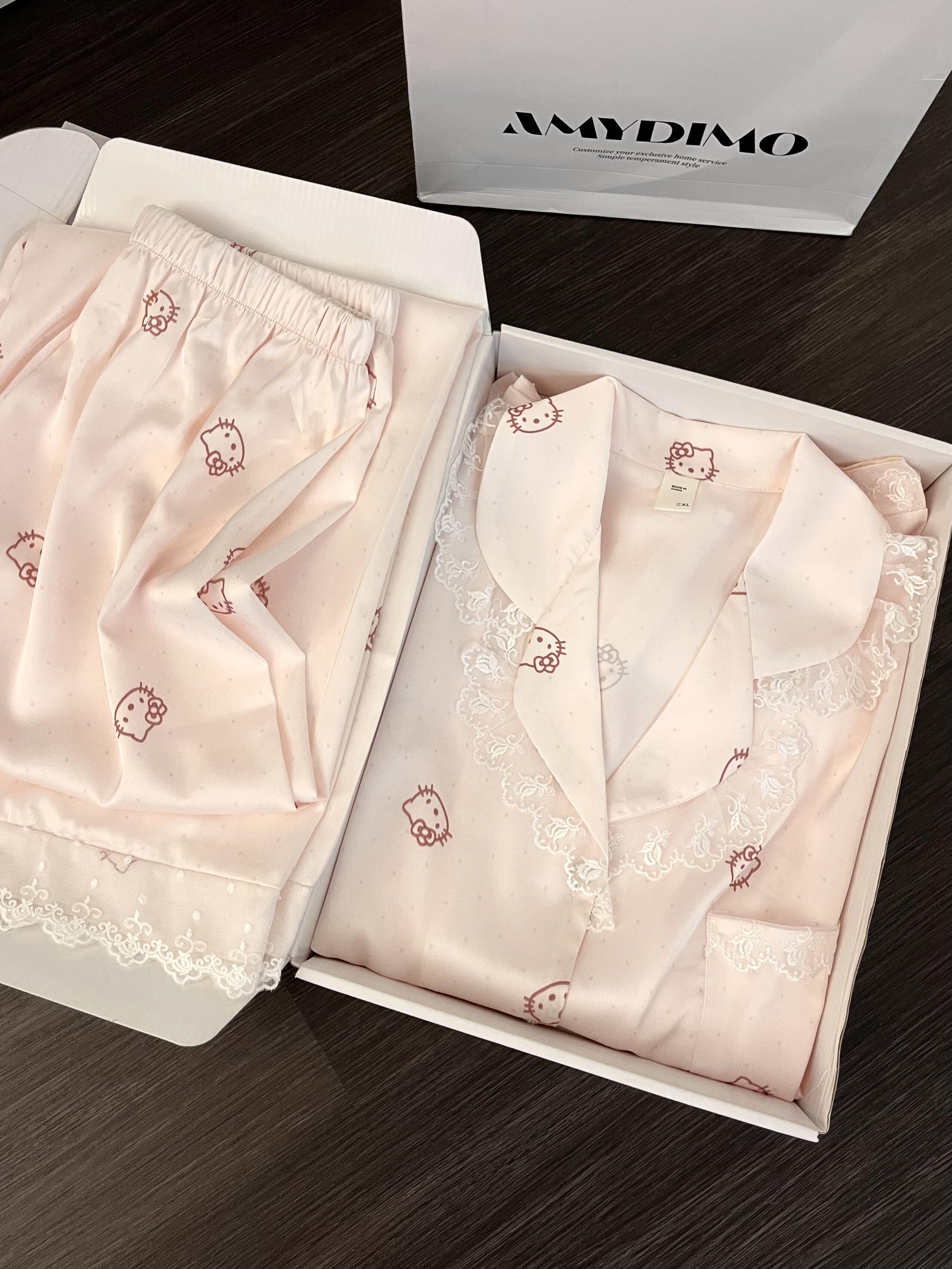 甜美可爱蕾丝花边冰丝睡衣女春秋季长袖长裤少女家新款家居服套装