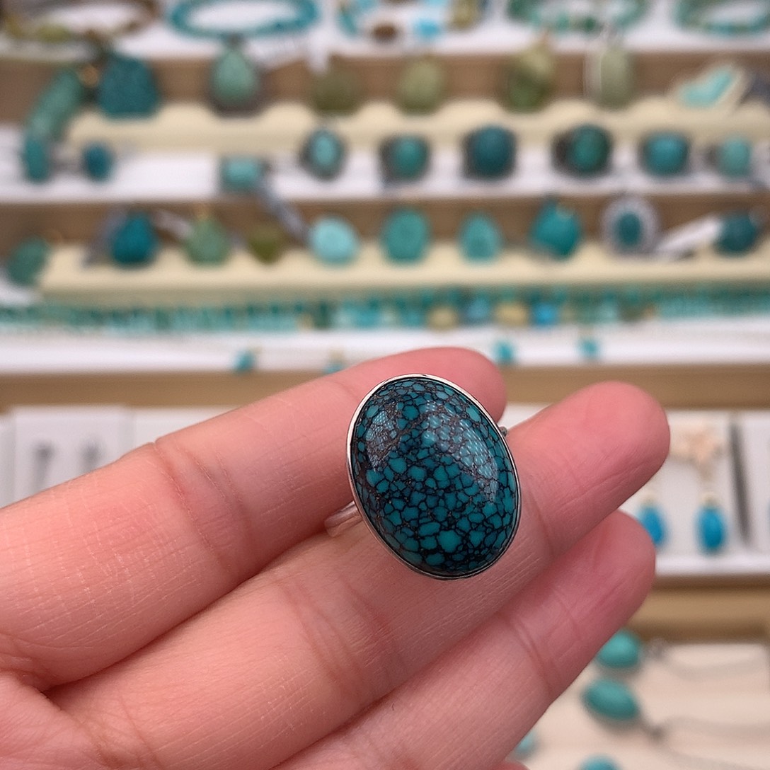 绿松石银S925镶嵌戒指