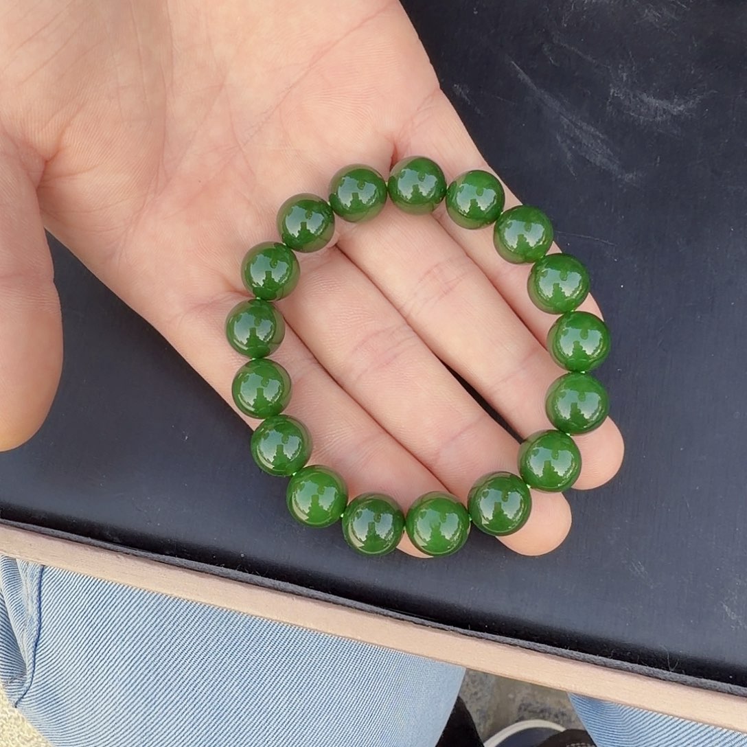 和田玉未镶嵌手串碧玉俄七辣色手串