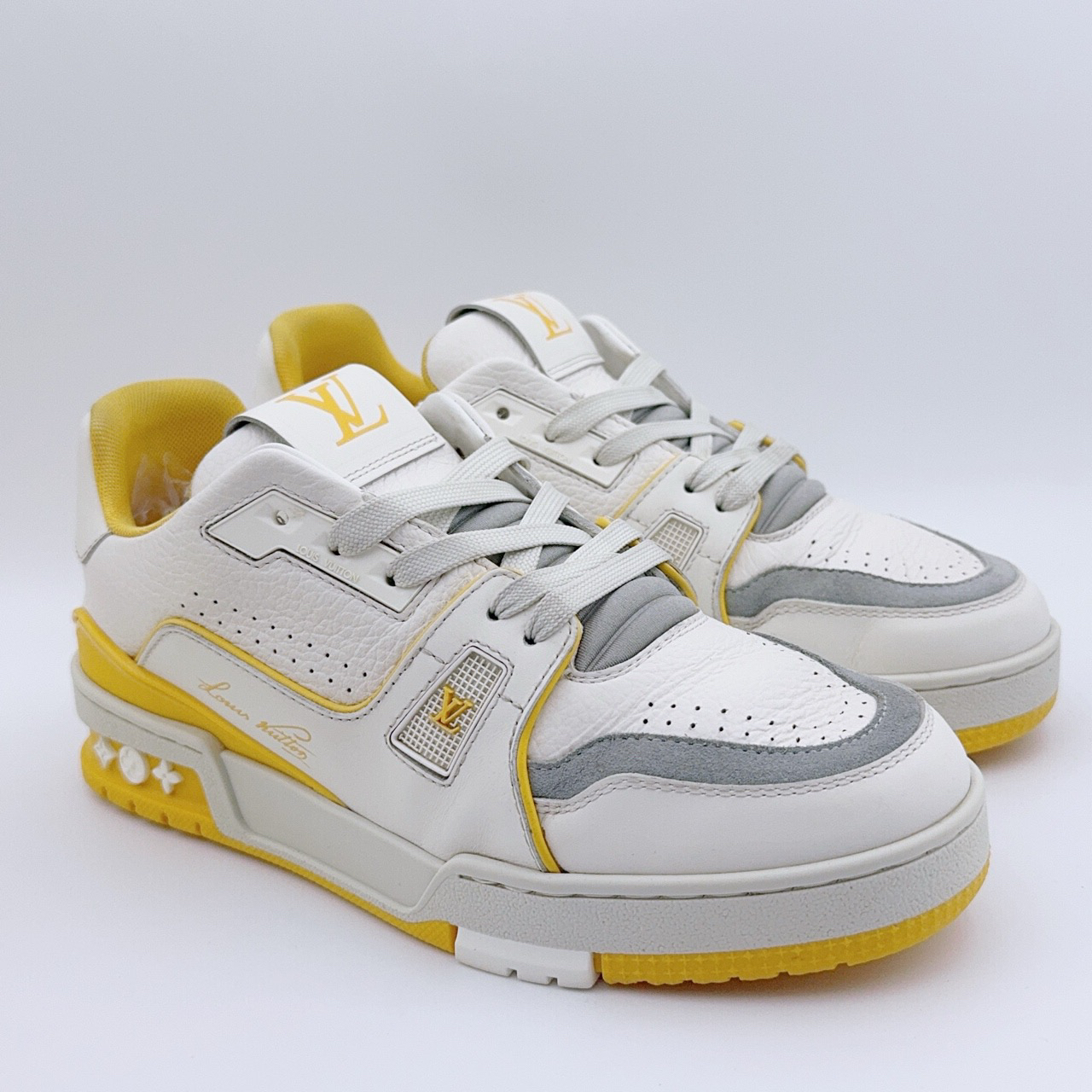 95新 LouisVuitton/路易威登 37.5码/黄白trainer板鞋