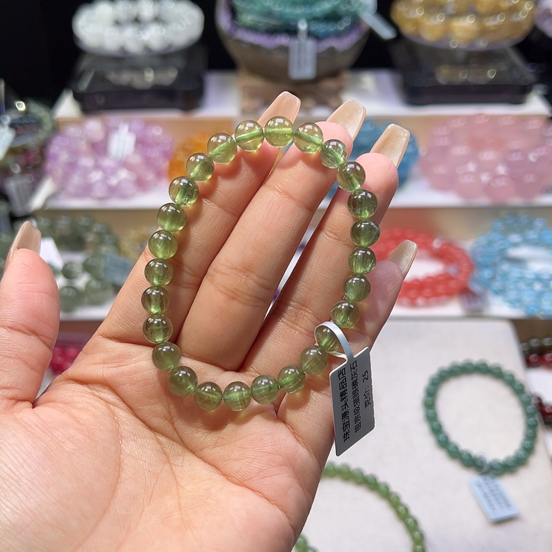 可****水晶手串未镶嵌祖宗级猫眼磷灰7.4mm