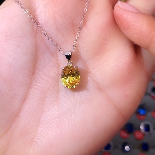 黄晶吊坠(赠链)银S925镶嵌