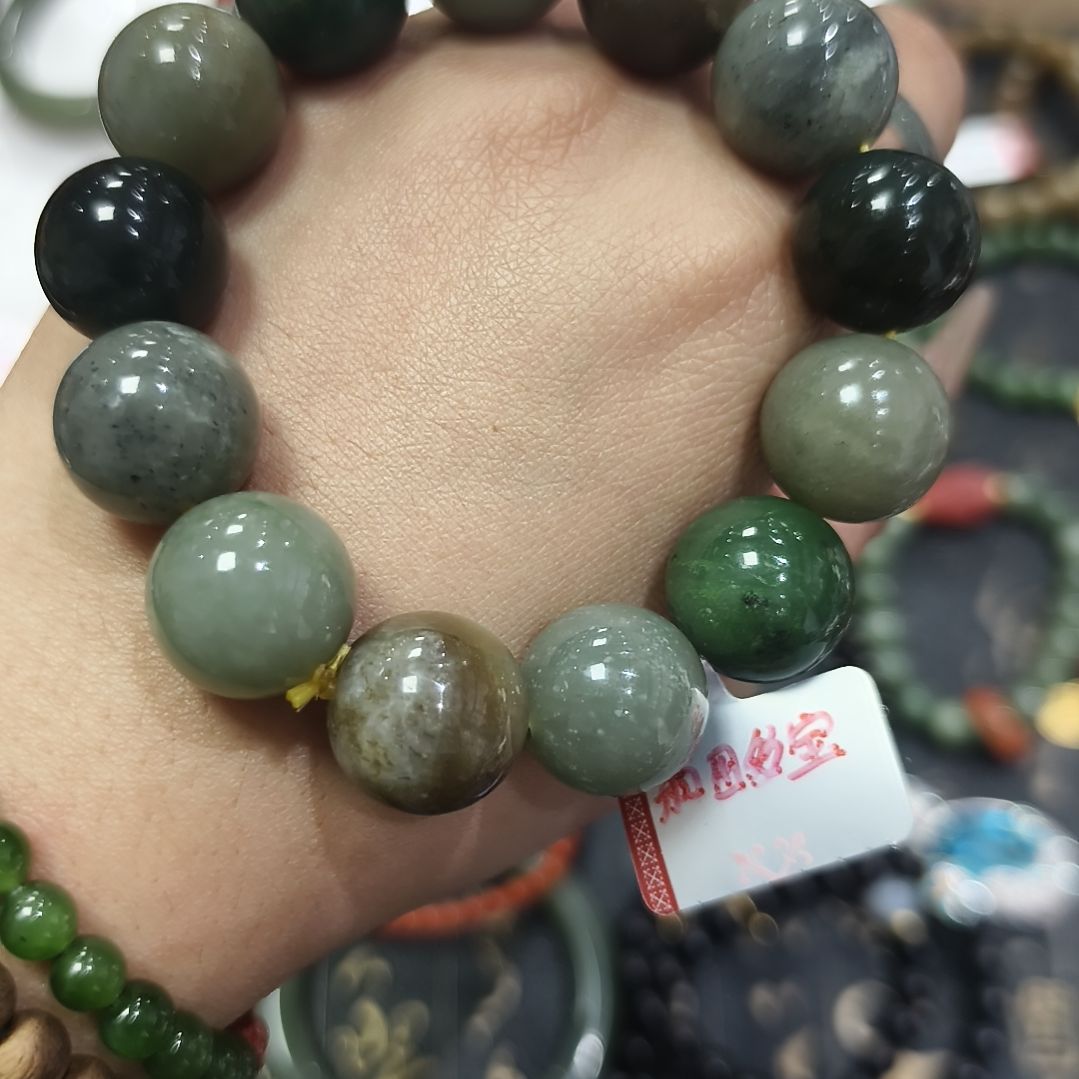 和田玉手链未镶嵌和田多宝手串