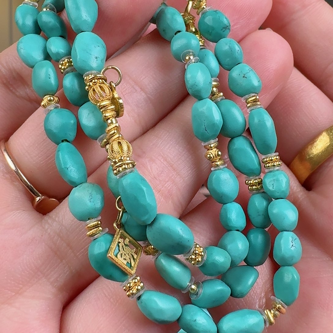 绿松石珠宝奇石18K金镶嵌