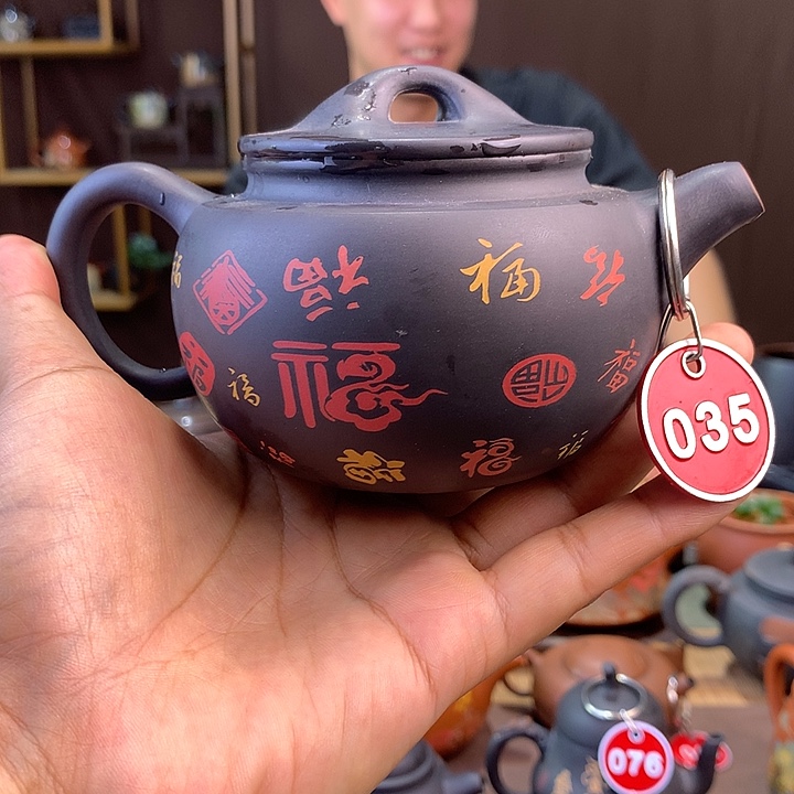 壶云南建水紫陶彩填壶微瑕035