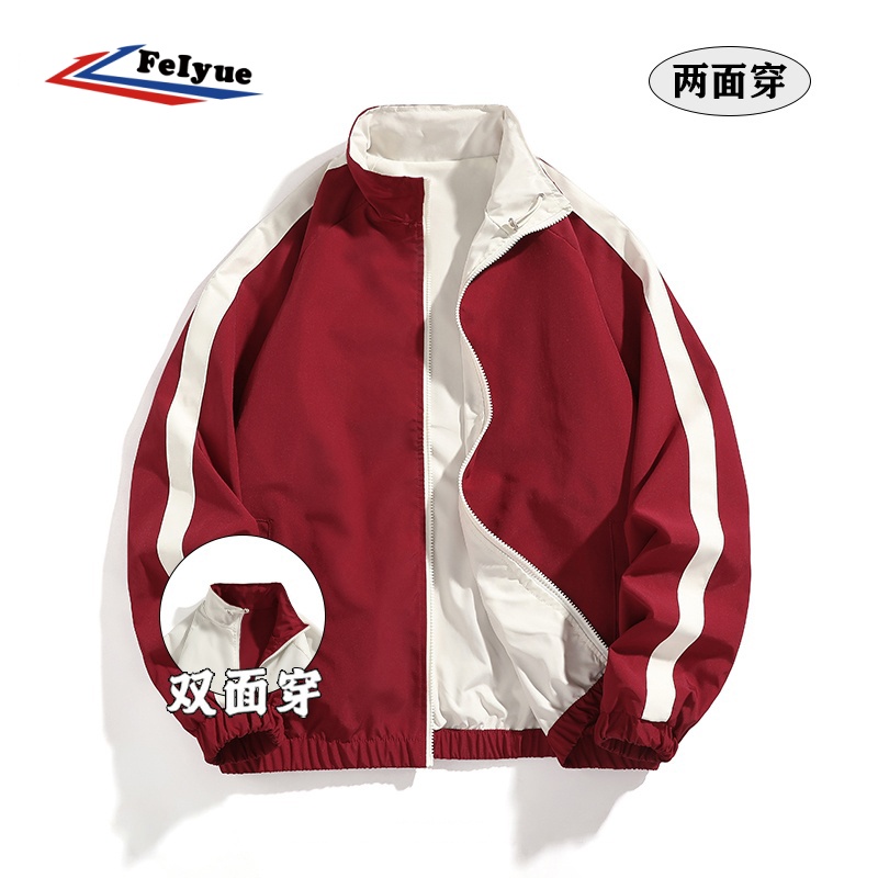feiyue男女同款正反两面穿情侣款夹克外套潮牌帅气青年立领上衣
