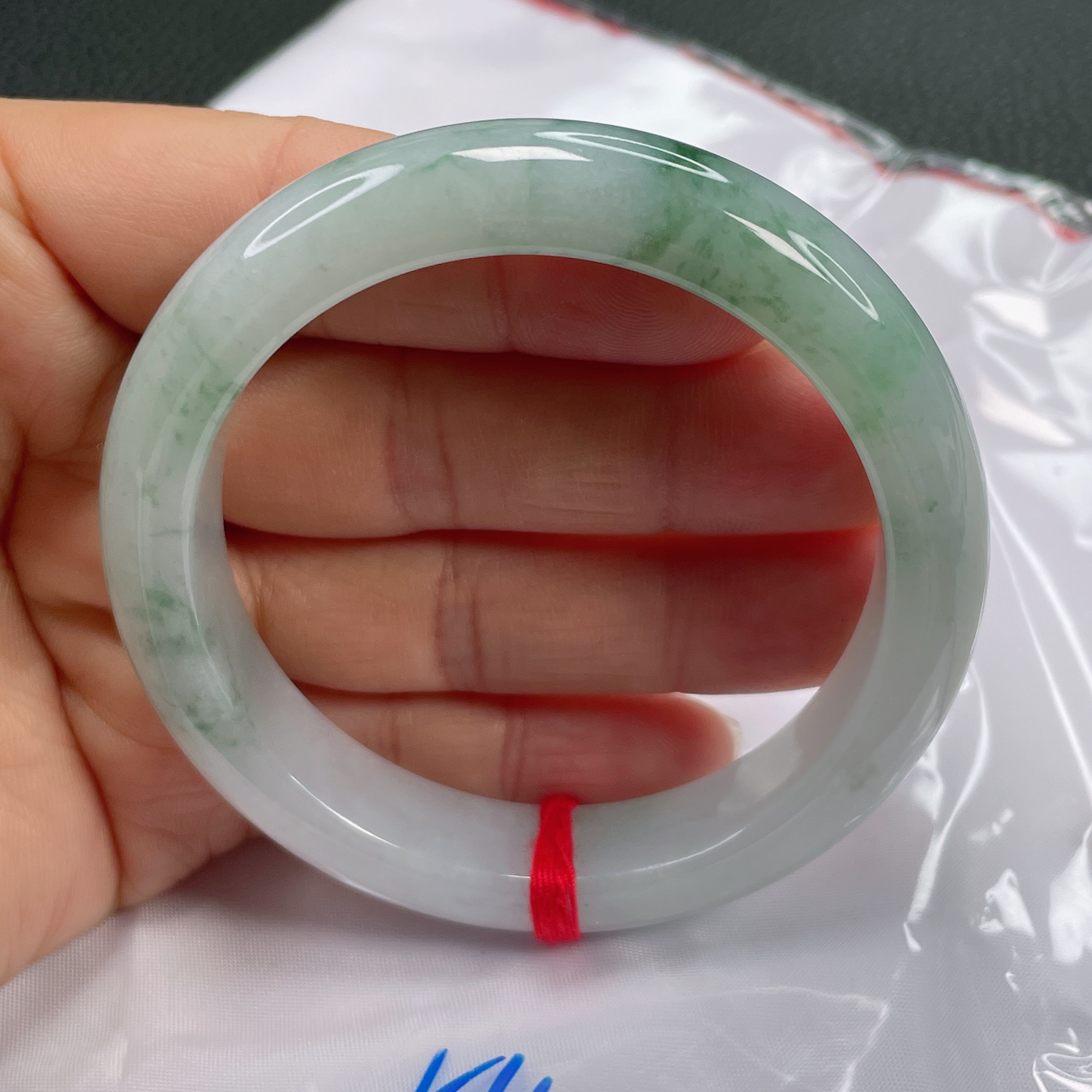 0703缅甸天然翡翠A货54圈水润飘花手镯时尚百搭少女款精美玉手镯