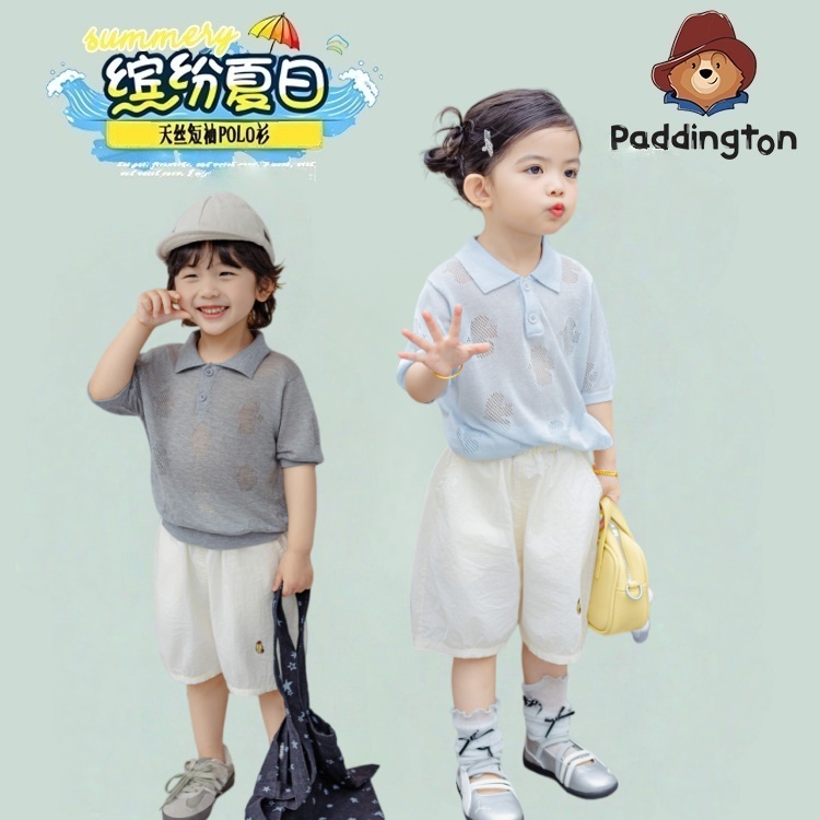 PADDINGTON/帕丁顿熊天丝短袖儿童夏季新款舒适POLO衫26609
