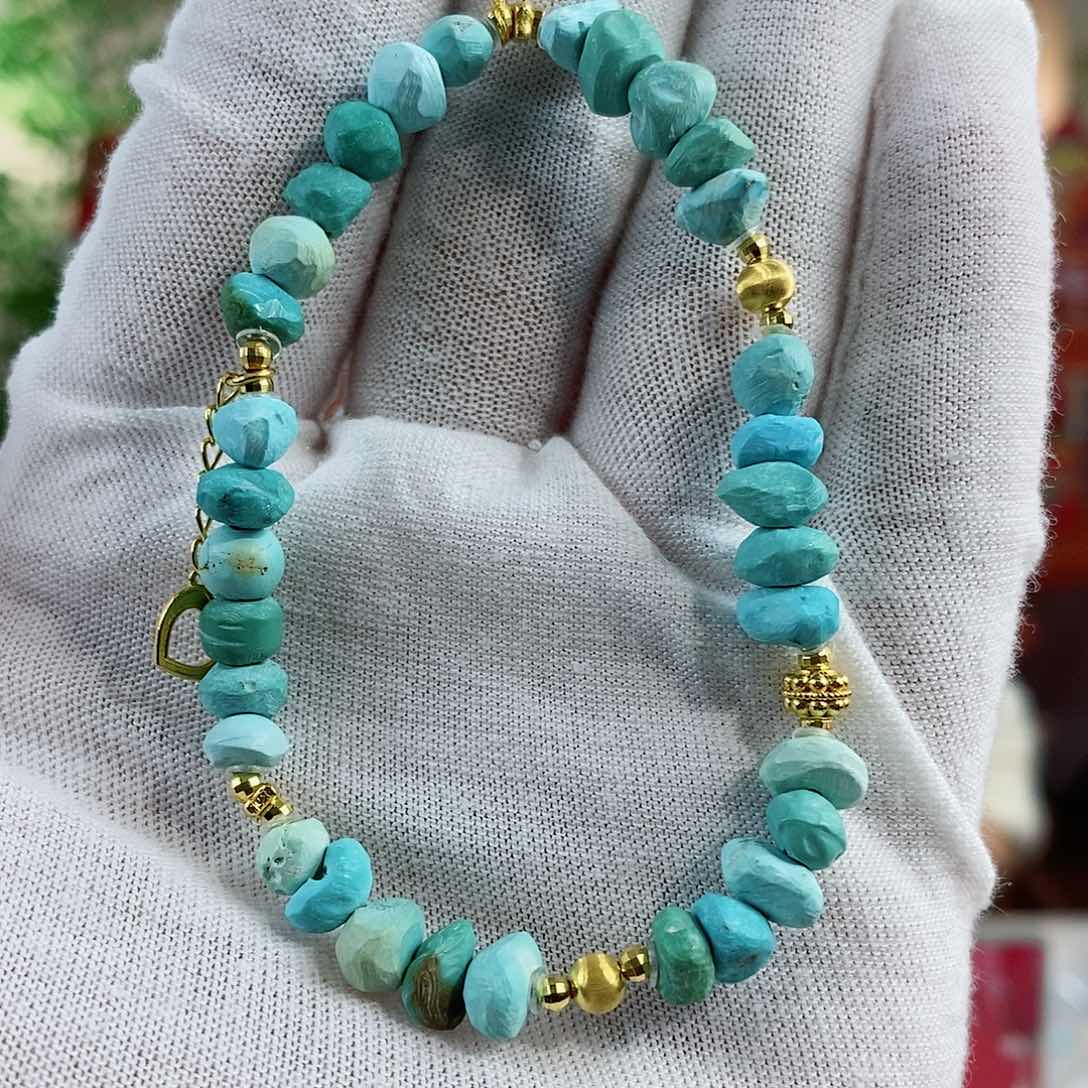 绿松石珠宝奇石18K金镶嵌