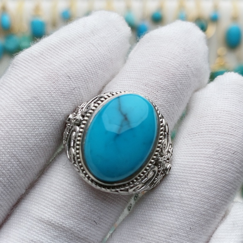 【闪购商品】绿松石珠宝奇石银S925镶嵌蓝*