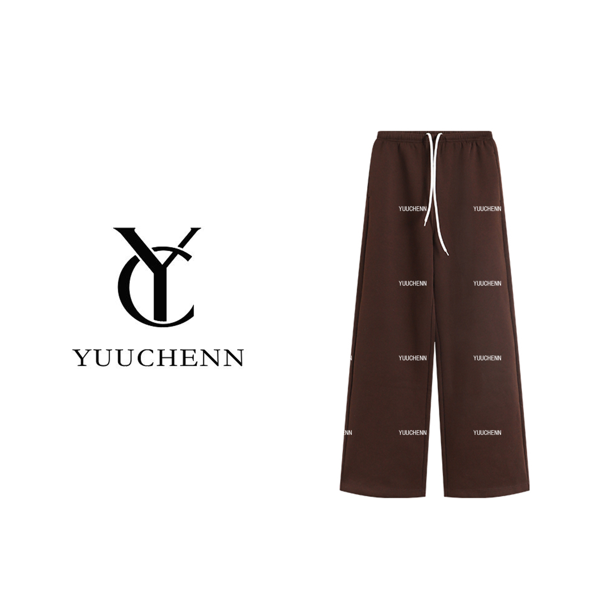 YUUCHENN复古松紧腰休闲裤女秋冬季简约休闲阔腿裤子CC1B1535