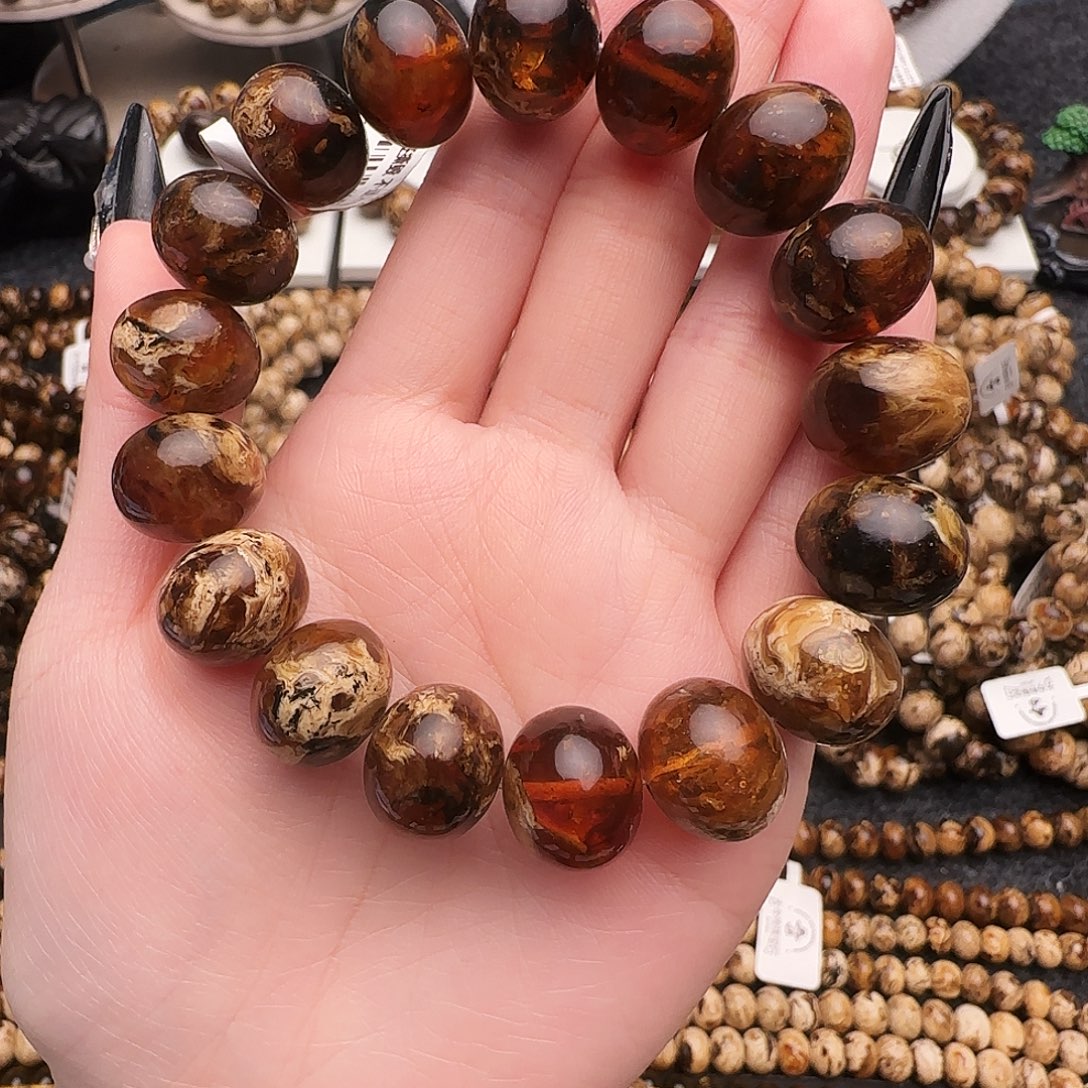 L***杰琥珀未镶嵌手链抚顺琥珀