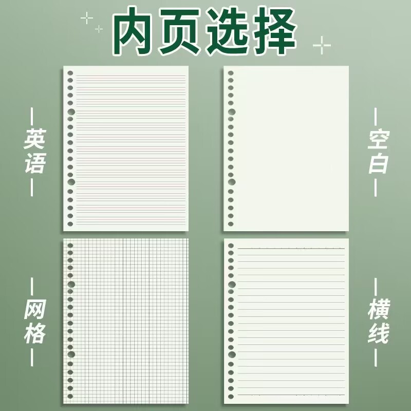 29-1 B5活页替芯26孔 4种内页可选60张120页/包