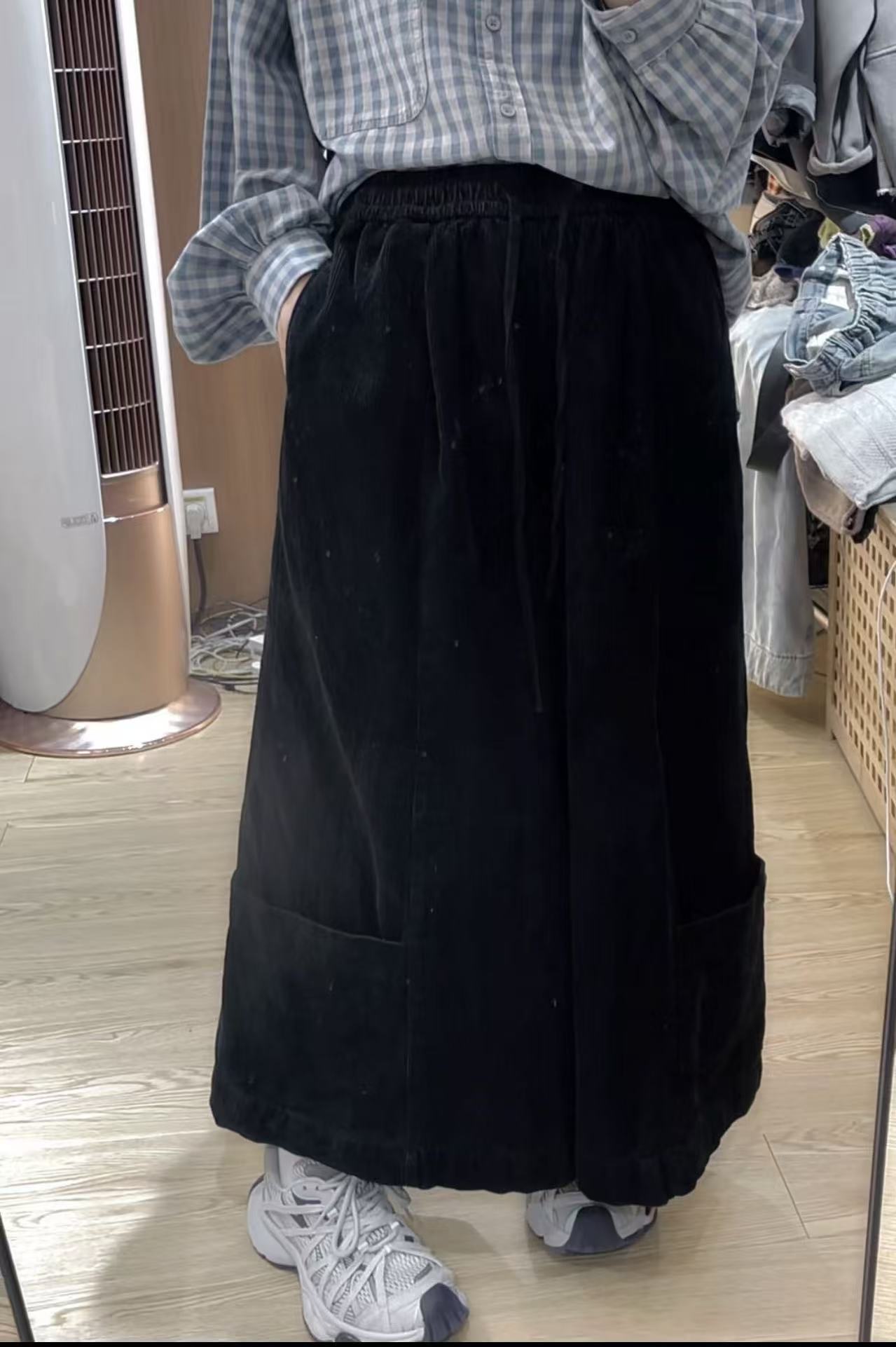 柚柚酱新款百搭宽松简约时尚休闲灯芯绒口袋裤