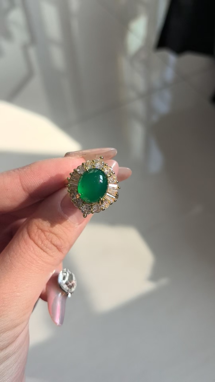 非金属合成锆石戒指 精美时尚绿戒指  1117