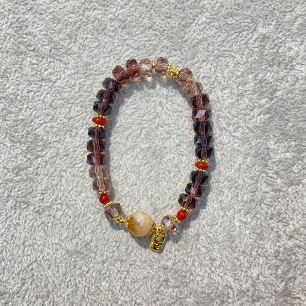 非金属仿水晶手链 C268-新中式车轮珠手链紫色0002