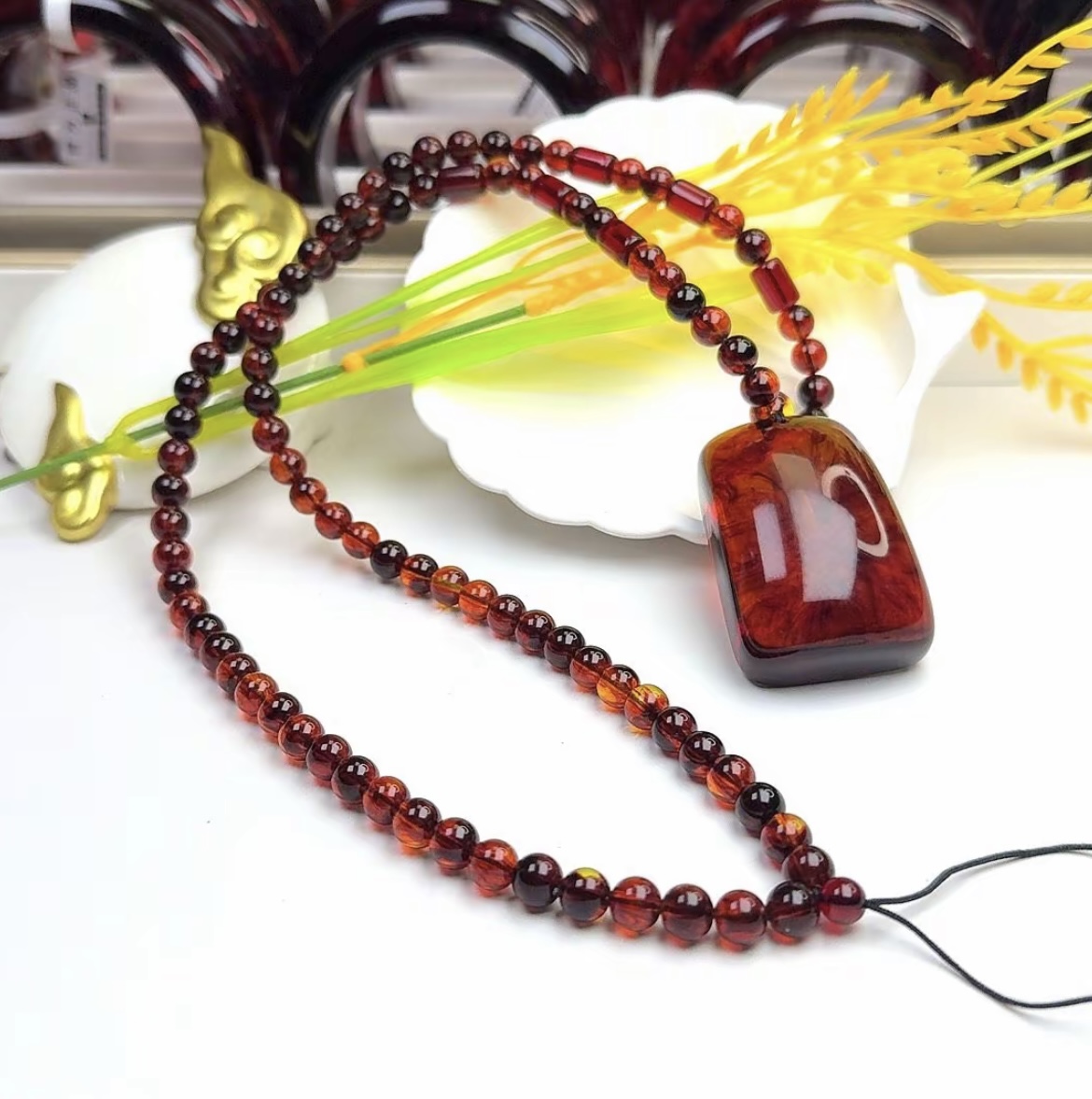 （正品保障）血药珀满血紫杉醇无事牌吊坠