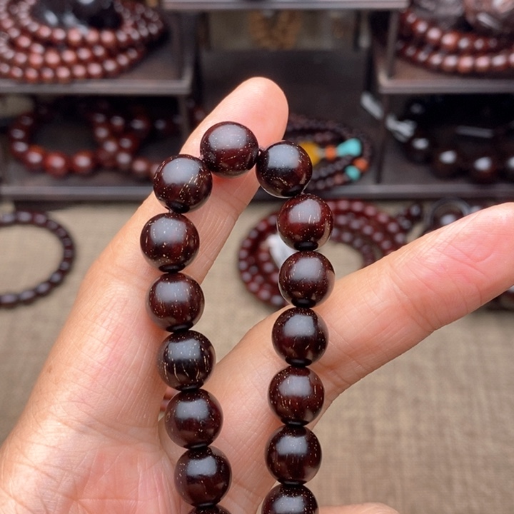 檀香紫檀（小叶紫檀）手串/手链小***糕1.0*19满金星+