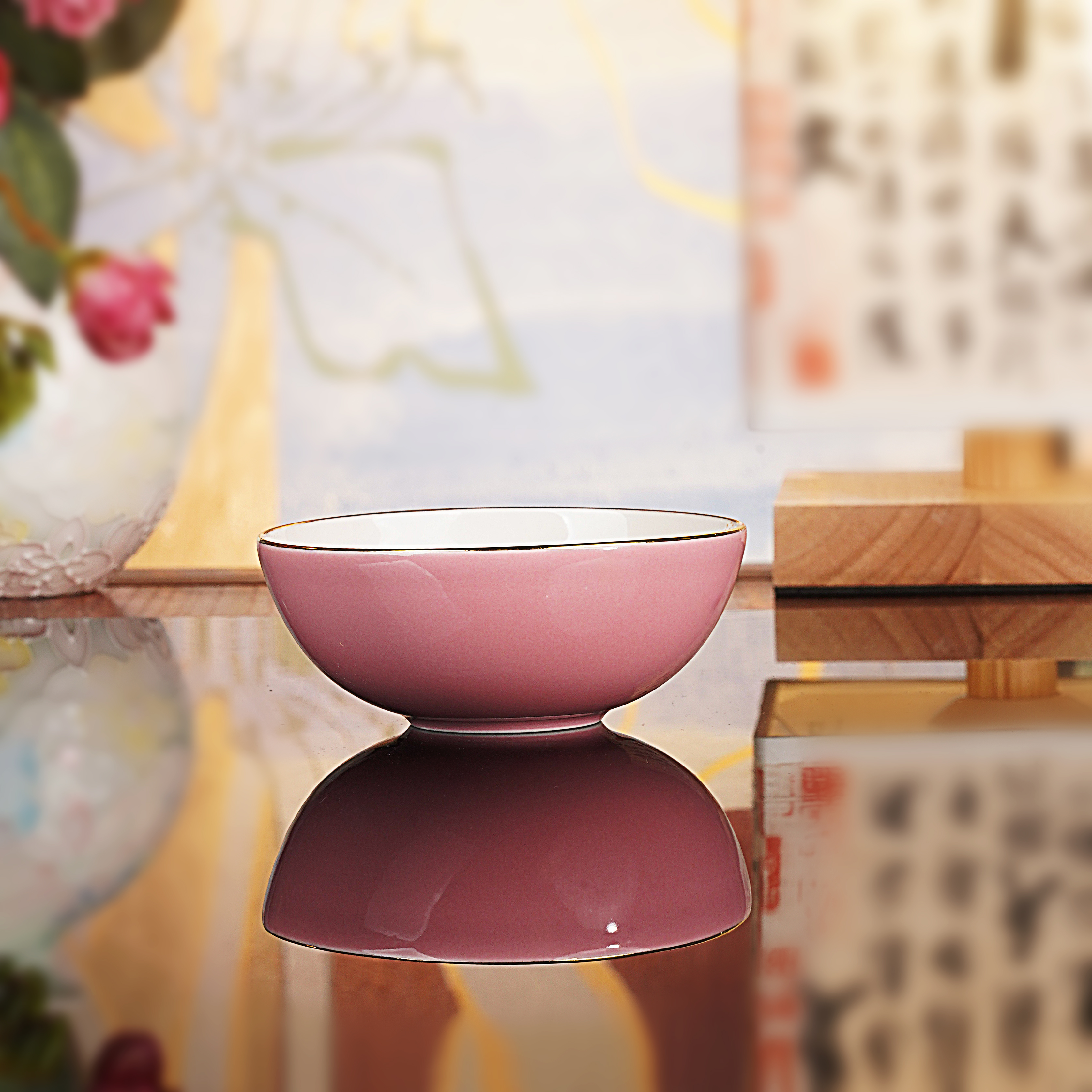 【宜景窑宝石釉系列】手工手绘兰寿鱼普洱杯100cc