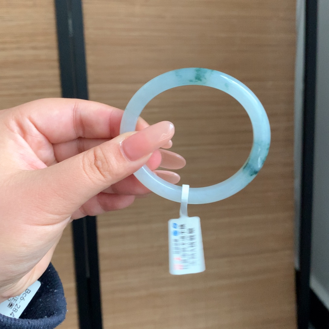 翡翠手镯未镶嵌12 54冰飘花正圈