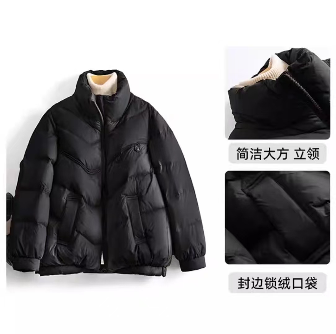 Y698 2025年冬新款韩版宽松小个子短款保暖加绒立领羽绒服