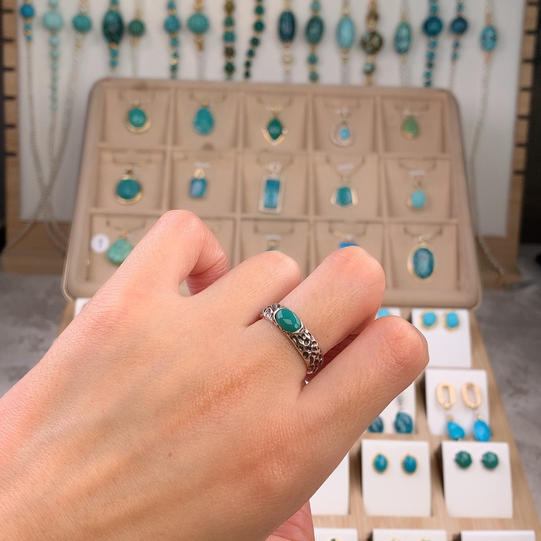 绿松石银S925镶嵌戒指