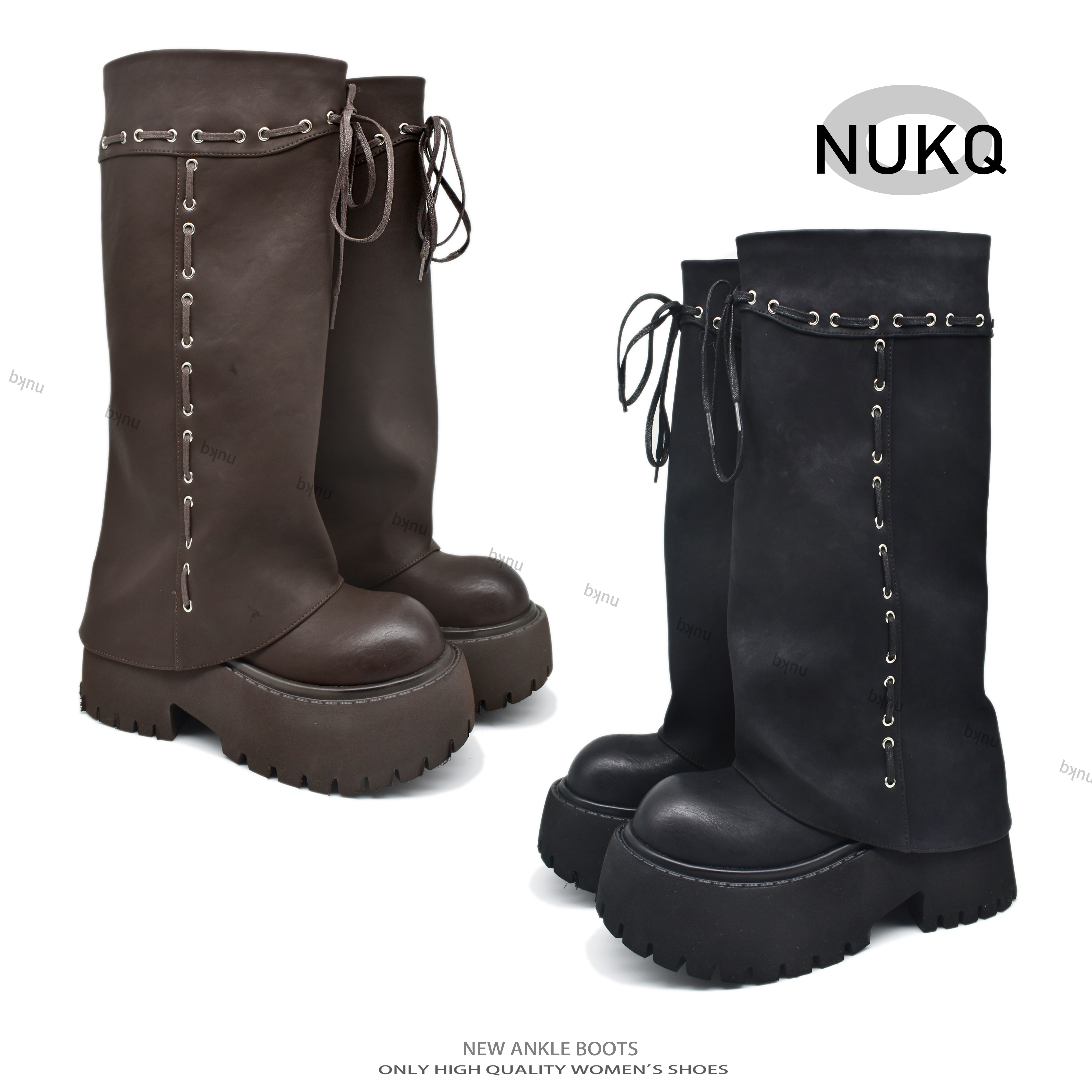 甜心【NUKQ】  高跟厚底 时尚百搭厚底靴