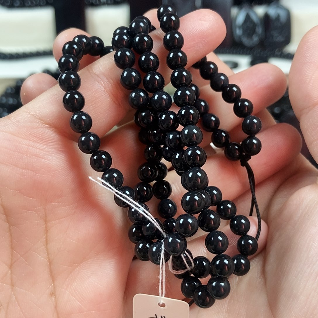 和田玉（墨玉）卡8 108项链未镶嵌