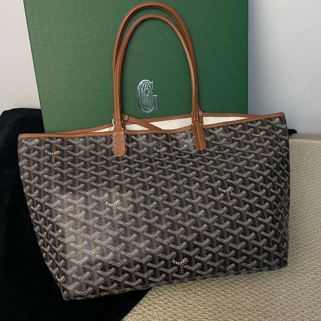 99新 Goyard 【文子姐专属】A013/焦糖色老花中号购物袋/FB