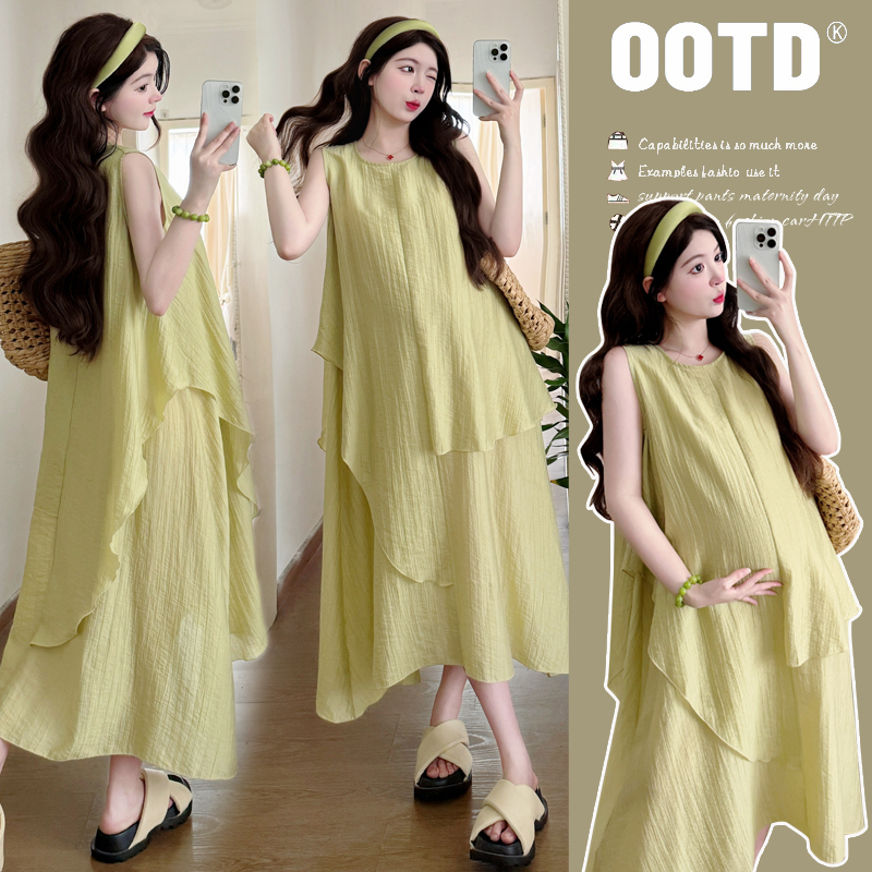 孕妇装夏季外穿2025时尚洋气休闲大码宽松显瘦孕妇连衣裙中长款