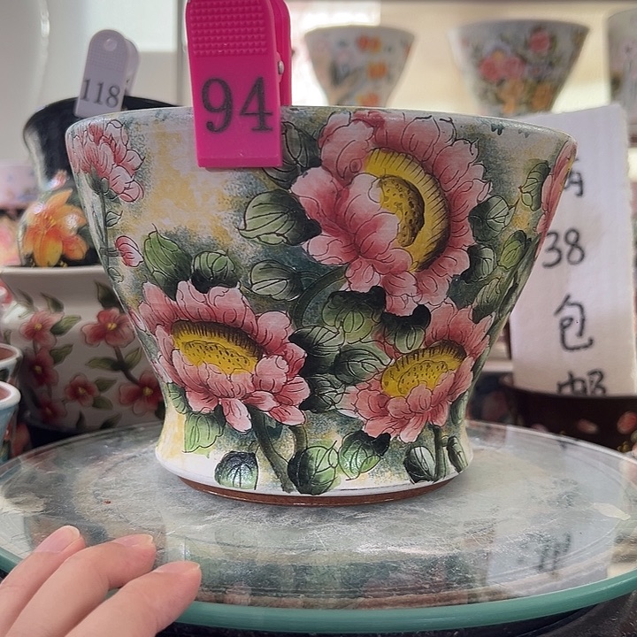 景德镇手绘花盆满38包邮偏远地区除外