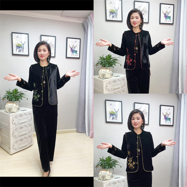 8667新款富贵竹国风新中式开衫马甲