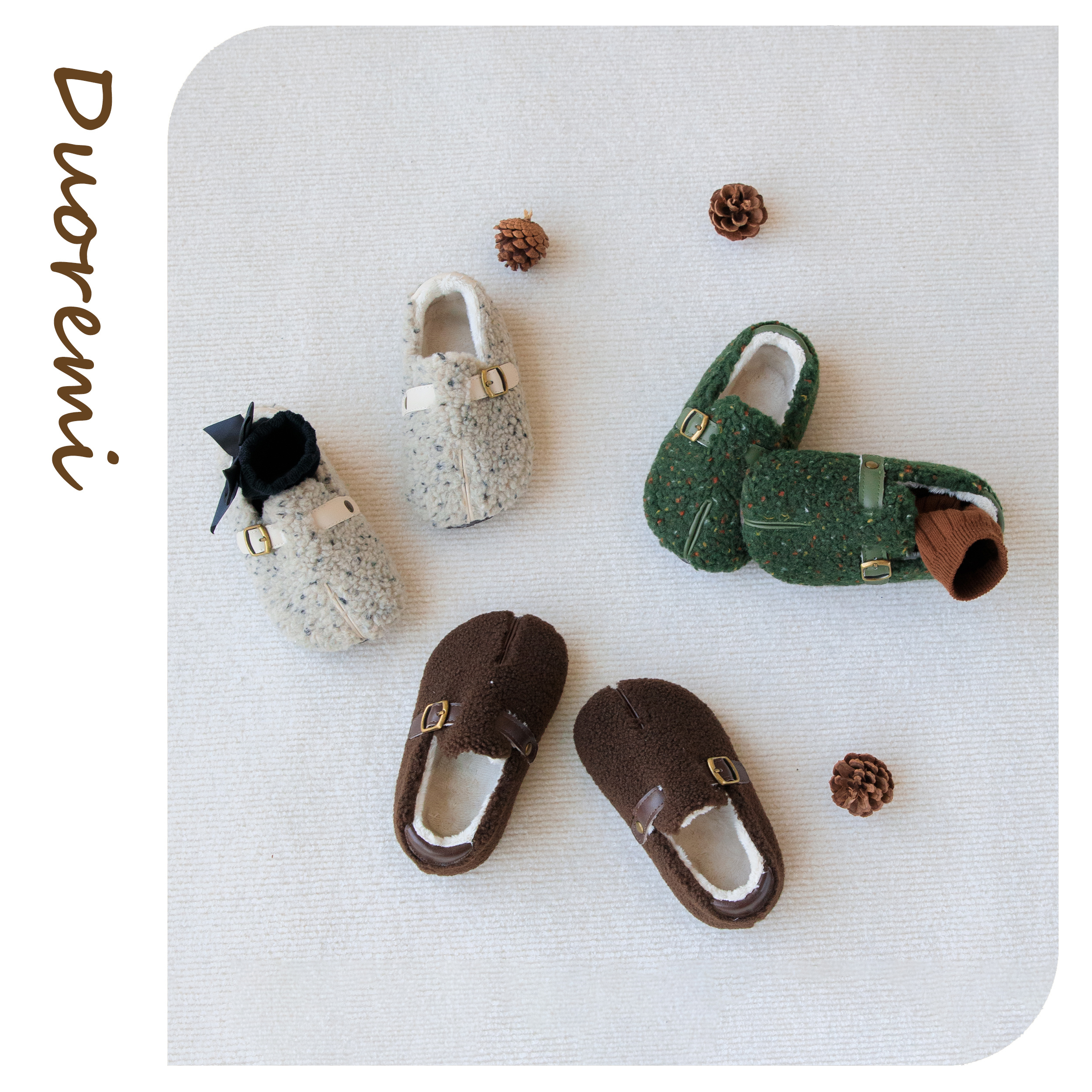 DuoReMi秋季新款br2468秋冬季保暖软底毛毛鞋防滑休闲加绒棉鞋