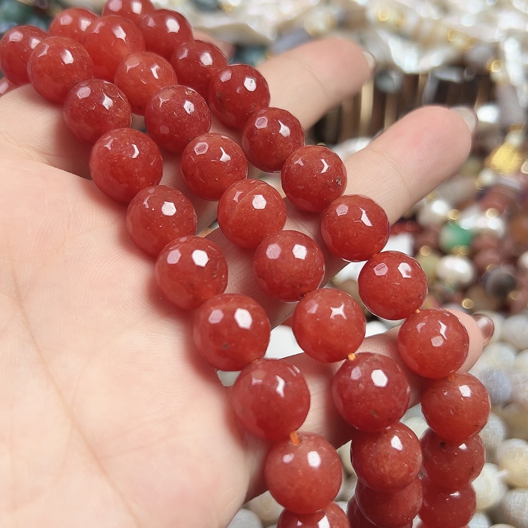 玛瑙/玉髓合金珠宝半成品A294。红东陵一条12mm