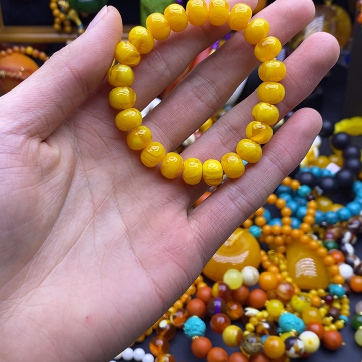 琥珀未镶嵌手链高端收藏原创手串a1