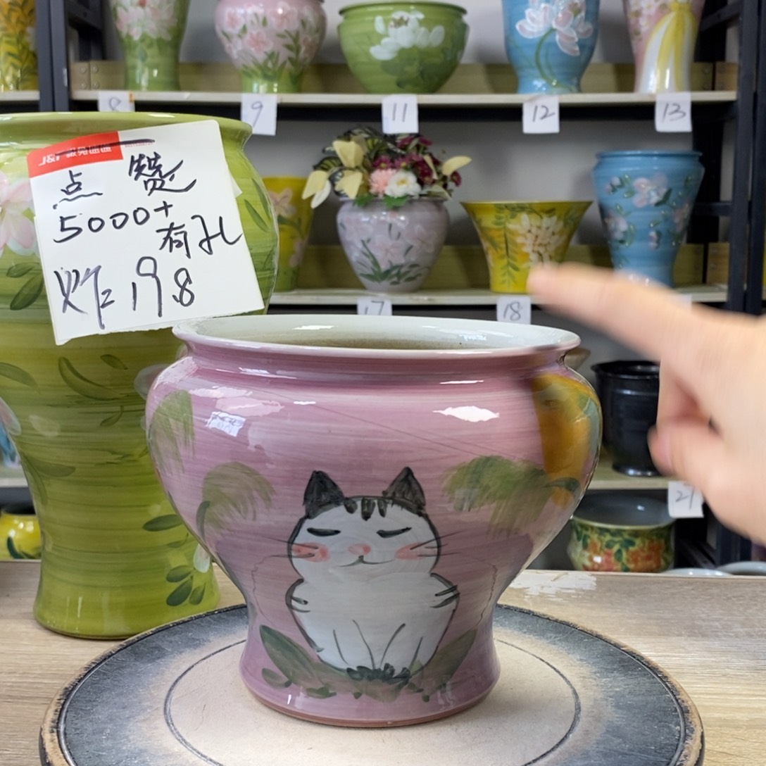 景德镇手工手绘陶瓷花盆