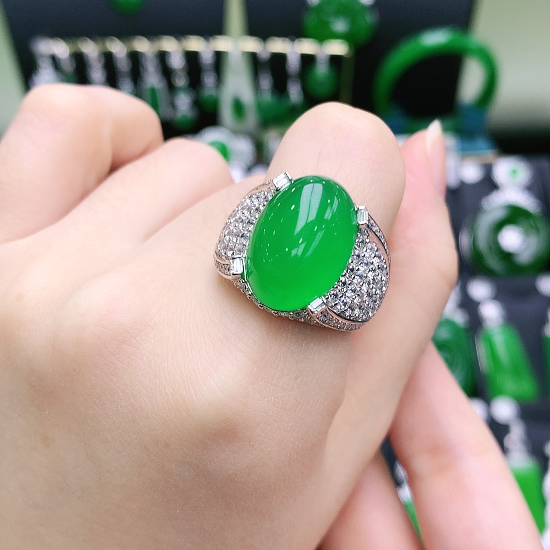 玛瑙/玉髓戒指银S925镶嵌