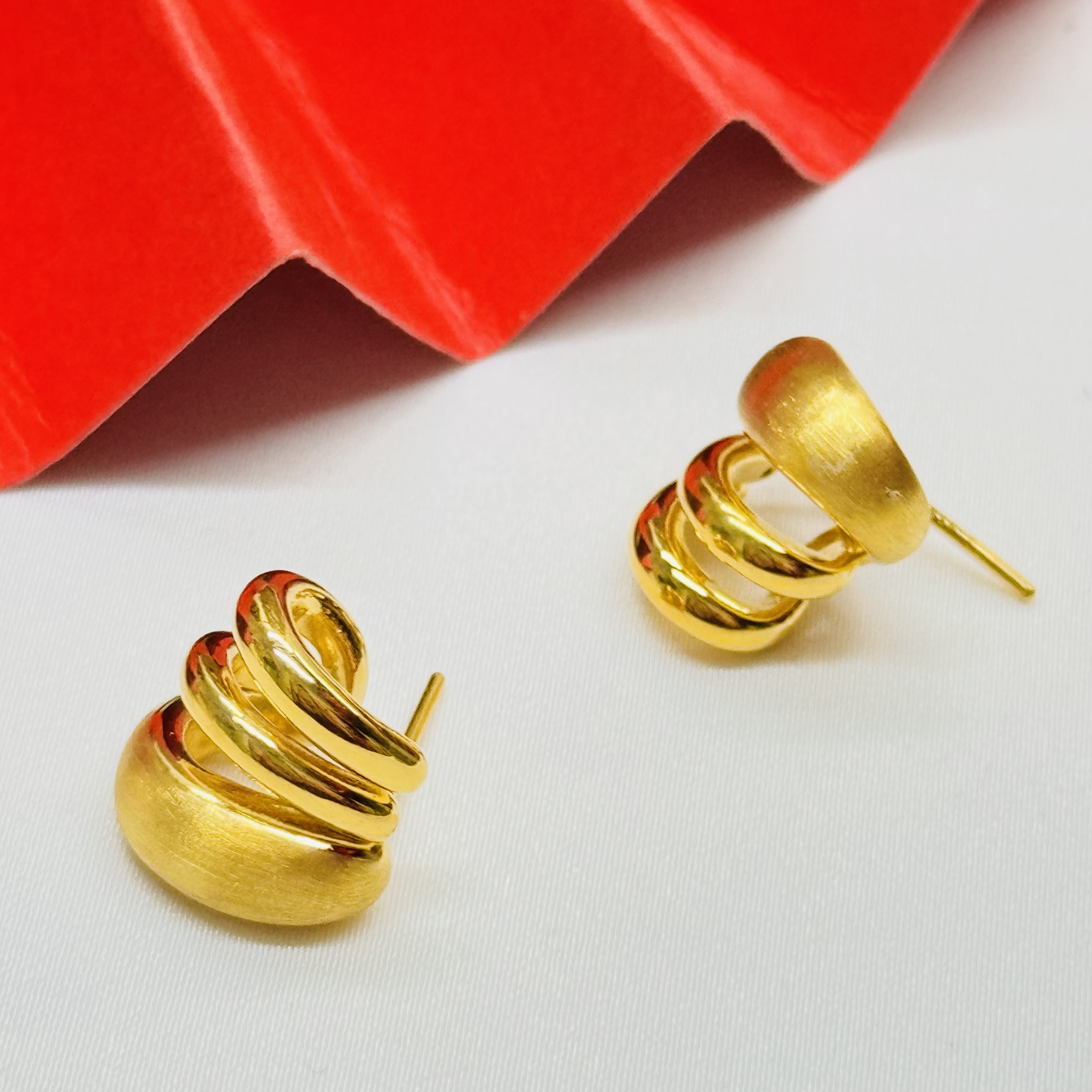 黄金足金999个性猫爪5D硬金耳钉耳环