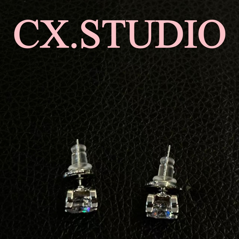 铜合金合成锆石耳饰 银色耳钉  3245