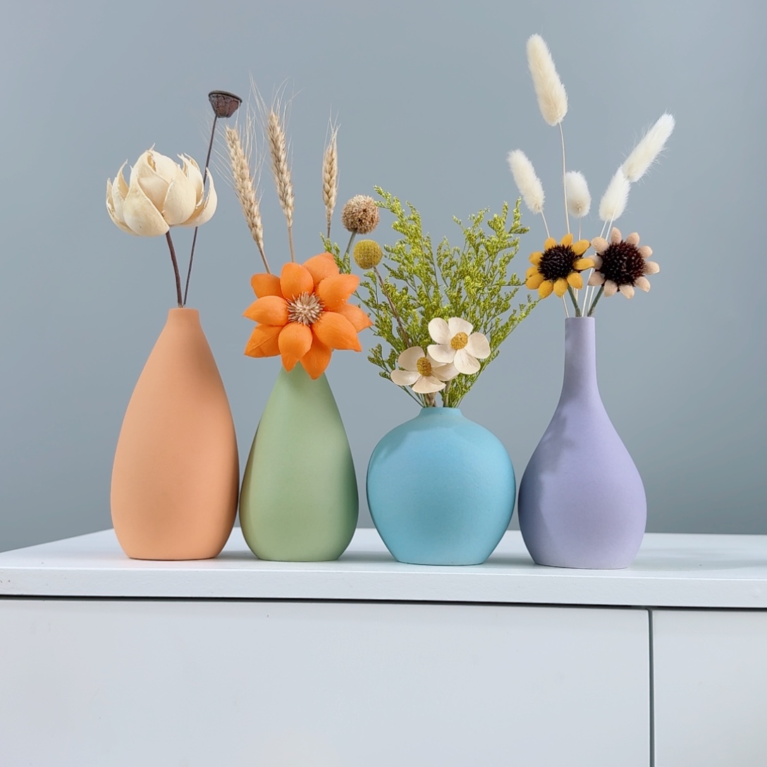 摆件陶瓷花瓶摆件含花总高约20-30cm