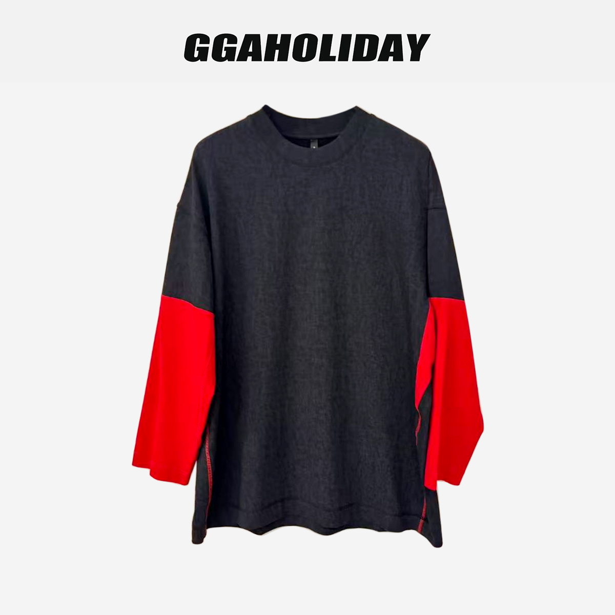 【上新】GGAHOLIDAY秋季时尚百搭打底宽松潮流拼色T恤上衣-154093