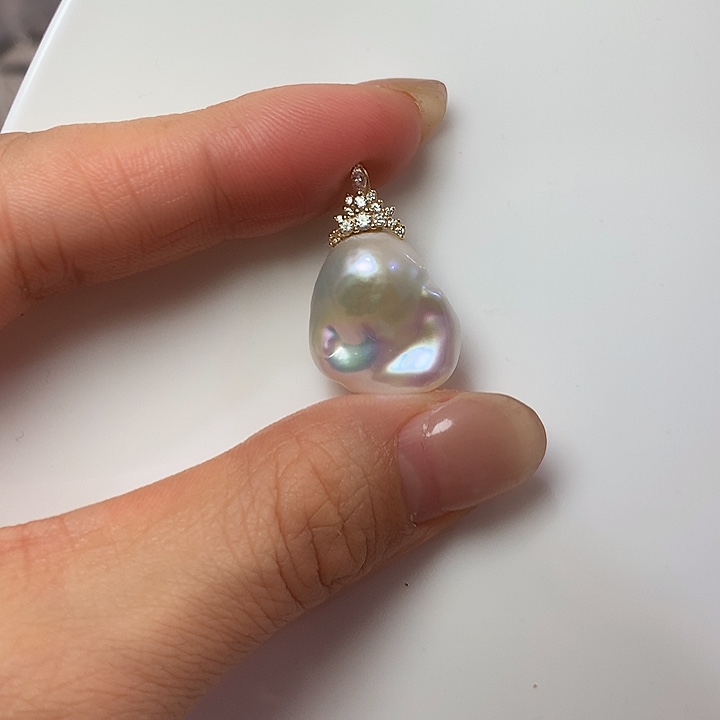 足银皮质冰雪巴洛克吊坠