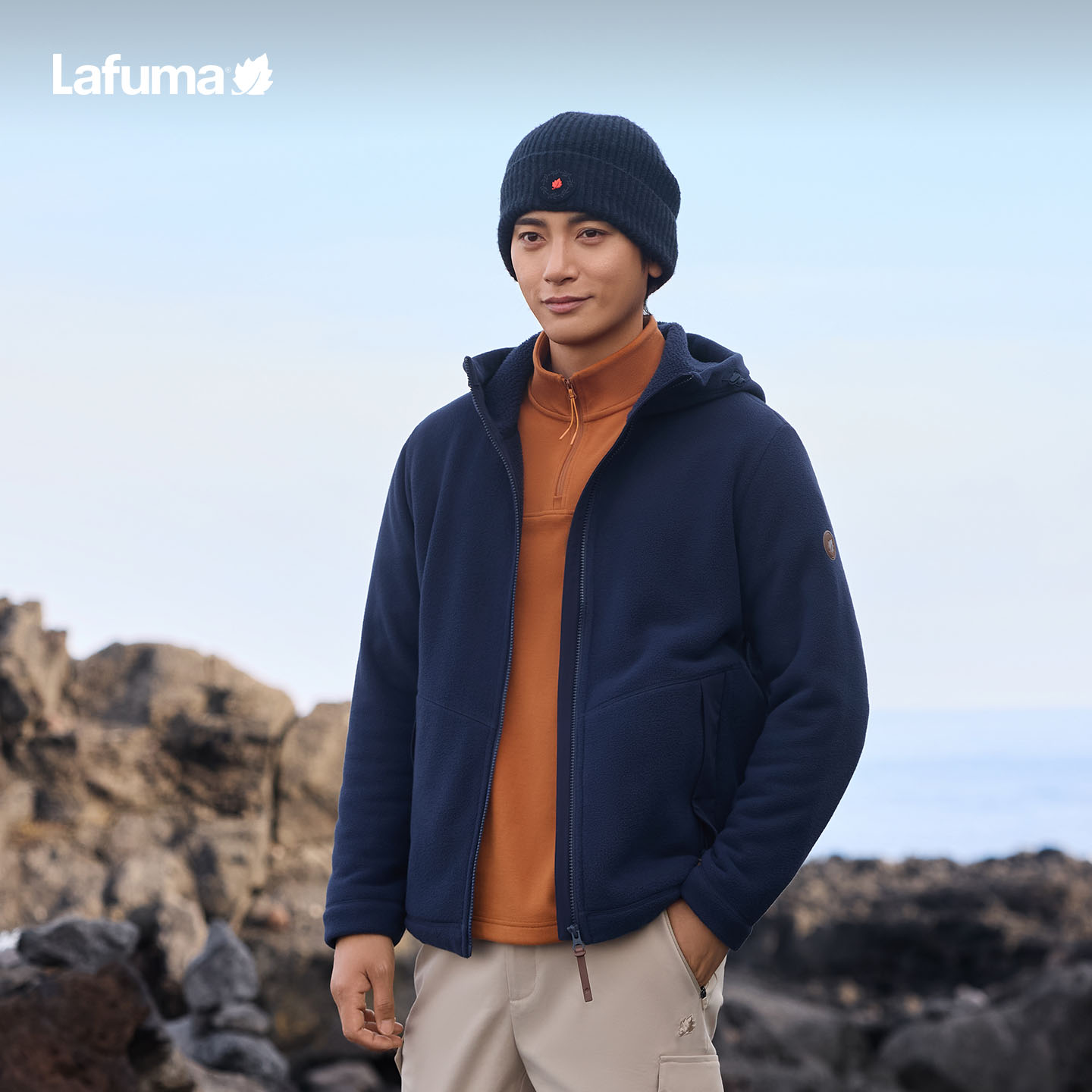 LAYFUM乐飞叶户外25秋冬连帽抓绒衣男保暖卫衣休闲外套LMJA5CR63