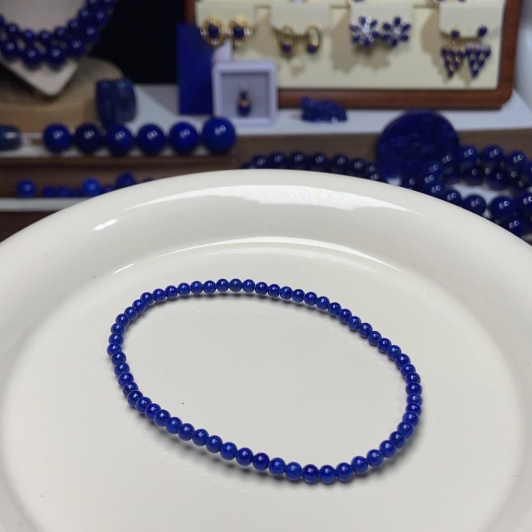 @****青金石未镶嵌精品3.2mm单圈手串