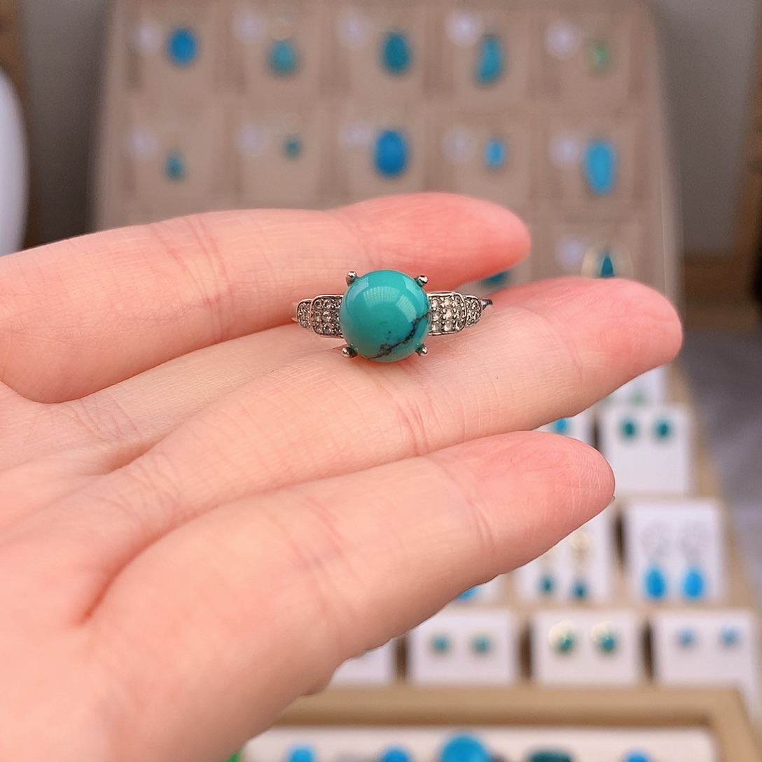 绿松石银S925镶嵌戒指