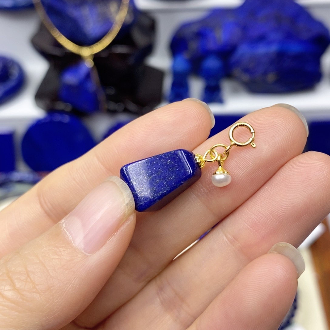 青金石颈饰银S925镀金镶嵌